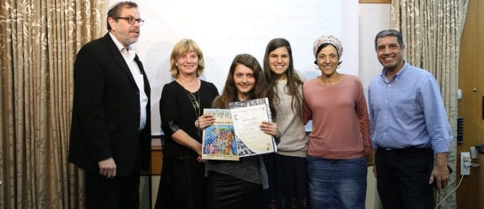 Shoshana, (3rd from the left), receiving the Immigrant of Excellence award, together with her school counselor and ministers of education.